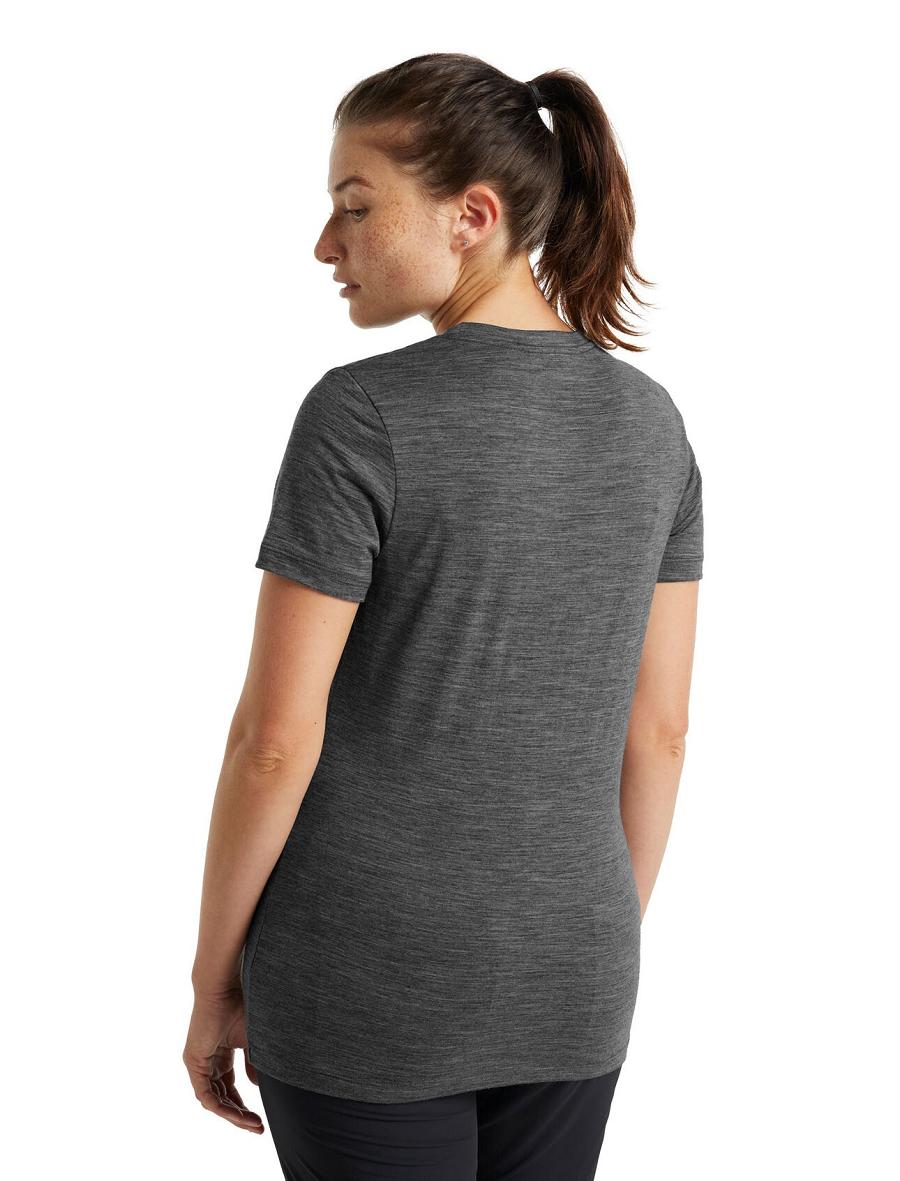 Women's Icebreaker Merino Tech Lite II Short Sleeve T Shirts Gritstone Heather | CA 1368MQZA